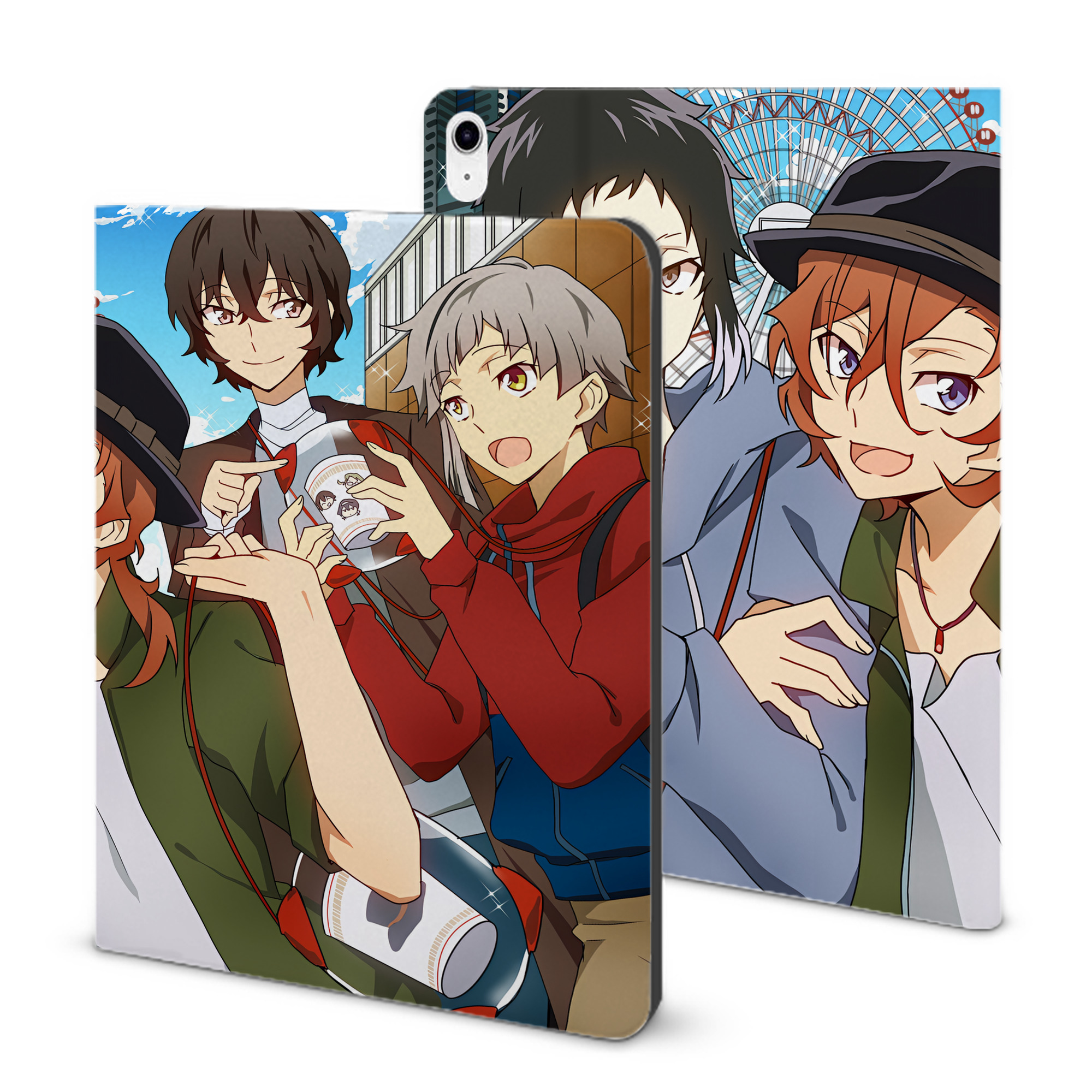 （画像用） 文豪ストレイドッグス Bungo Stray Dogs IPad ケース ブック型 PUレザー TPU 耐衝撃 軽量 薄型 ペン収納なし 全面保護 IPad 各モデル対応